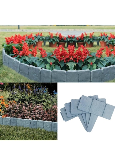 Büro Ev Ofis Yazlık Hobi Bahçesi İçin Taş Görünümlü Bahçe Çiti Açık Gri