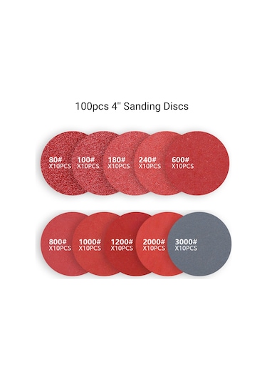 Lemestar 100 Adet 4" Zımpara Diski Seti - 80-3000 Kum Tane Boyutu İle Taşlama Ve Parlatma İçin