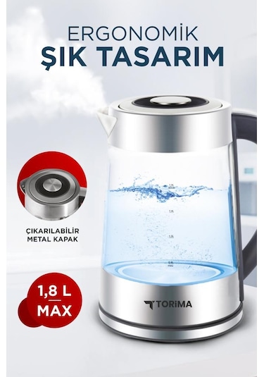 Torima Y-S888-040 Cam Ledli 1500 W 1.8 L Su Isıtıcı