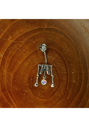 Aya Tasarım Gümüş Renk İskelet Model Göbek Piercing