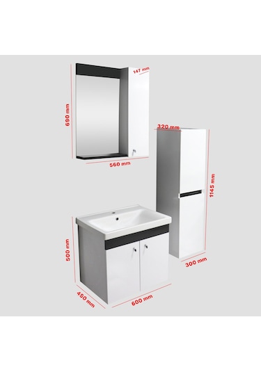 Karen Banyo New Bahar 60 Cm Banyo Dolap Boy Dolap Hediyeli Beyaz