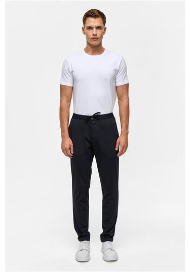 Lacivert Slim Armürlü Jogger Pantolon Lacivert