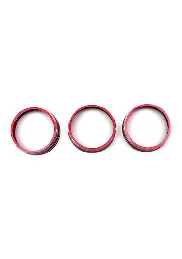 Fosenze Ford Mustang 2015-2021 İç Mekan Açıkçık Ses Far Düğme Döndürücü Halka Dekoratif Kapak Alüminyum 3'lü Set Kırmızı/mavi