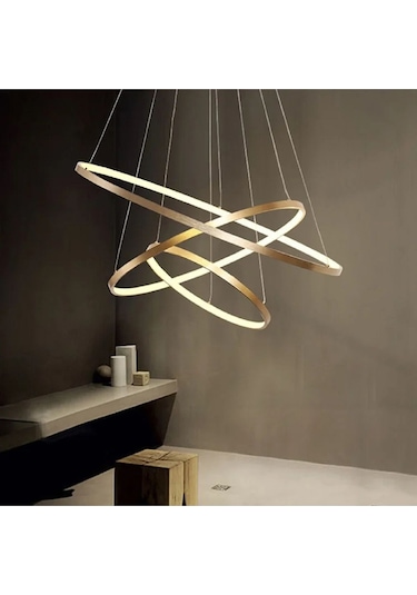 Gold / Oxygen / 80-60-40 Cm / 3 Renk Işık / Sarkıt Avize / 3 Yıl Gold Sarı