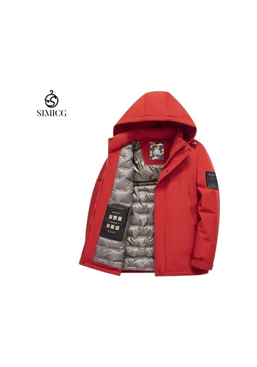 Yeni Açık Hava Rüzgar Geçirmez Ve Kalınlaştırılmış Erkek Pamuklu Ceket Kırmızı