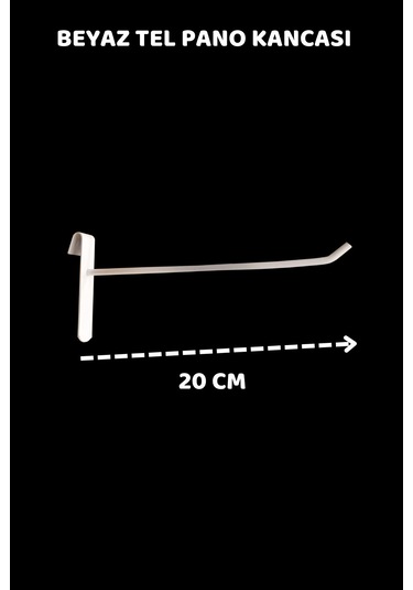 20 Cm - 100 Adet Beyaz Tel Pano Kancası Raf Askısı Beyaz