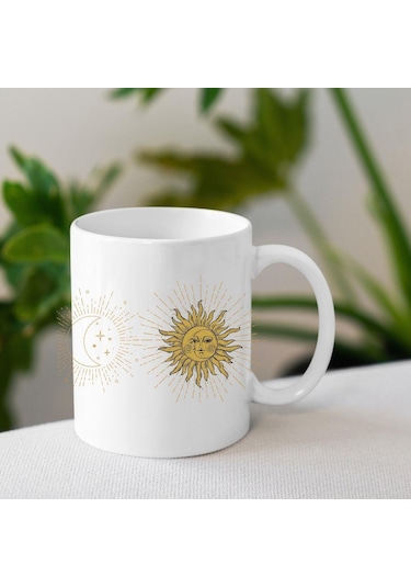 Güneş Ay Tarot Tasarımlu Kupa Bardak