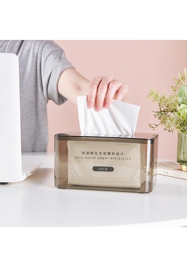 Gri L-zarif Doku Kutusu Yüksek Dereceli Çekme Kağit Kutu Akrilik Ev Sehpa Çok Fonksiyonlu Uzaktan Kumanda Masaüstü Saklama Kutusu