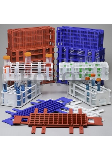 Tüp Standı 60 Tüplük- Deney Tüpü Sporu Plastik Kırmızı -16 Mm Çap