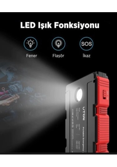 Utrai Jstar Mini 13000 mAh 1000A Jump Starter Taşınabilir Akü Takviye Cihazı + Powerbank + Led Lamba