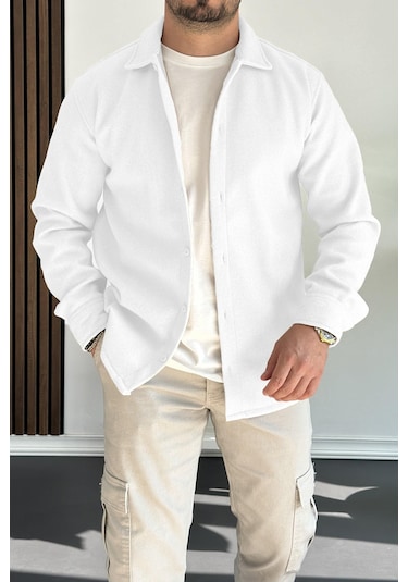 Erkek Kaşe Kumaş Gömlek Beyaz Edw215 Beyaz