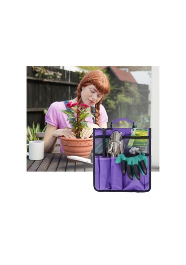 Wezone Portatif Çift Taraflı Bahçe Aletleri Depolama Çantası, Eldivenli, Katlanabilir, Mor Rengi