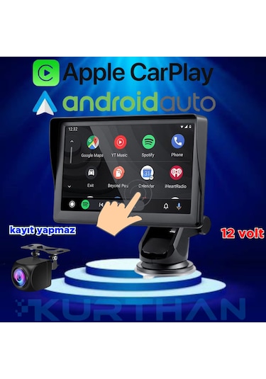 Otomobil 7 İnç Dokunmatik Android Auto Carplay Ekran Aux-bt-fm