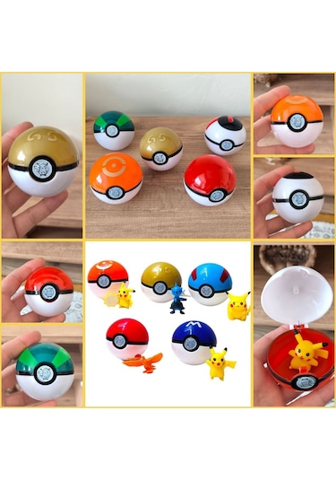 Pokemon Topu Ve Pokemon Figür 1 Adet . Poketopu Ve Pokemon Figür , Pokeball Poketop