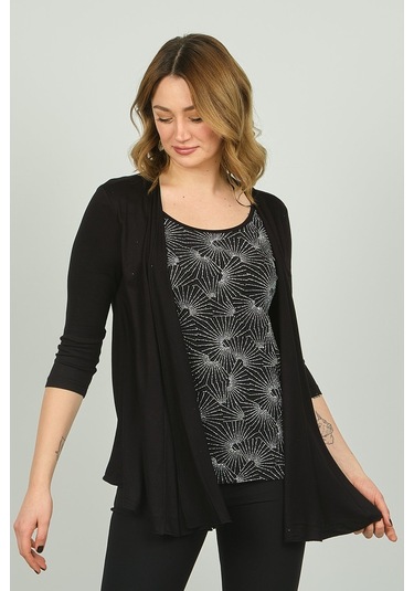 Ella Camelia Kadın Yarım Kol Tek Parça Bluz 21e010 Siyah