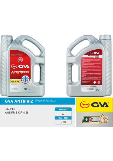Gva Antifriz 3 Lt -37 C Kırmızı Long Life Koli 6 Ad Organık IS00-GVA 9930123