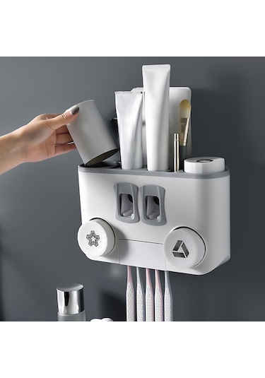 Suntek Tuvalet Banyo Ev Gri Için Diş Fırçası Dispenseri Ve Diğer