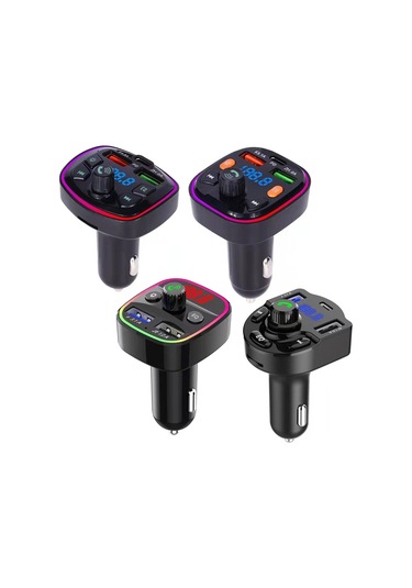 Q5 3.1a Usb + Pd Bluetooth Araç Şarj Cihazı Araba Fm Verici Renkli Aydınlatma