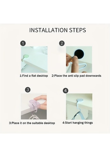 Elmpaly Pembe 1 Adet Masaüstü Çanta Askısı, Kaymaz Taban 5kg Kapasiteli Pembe