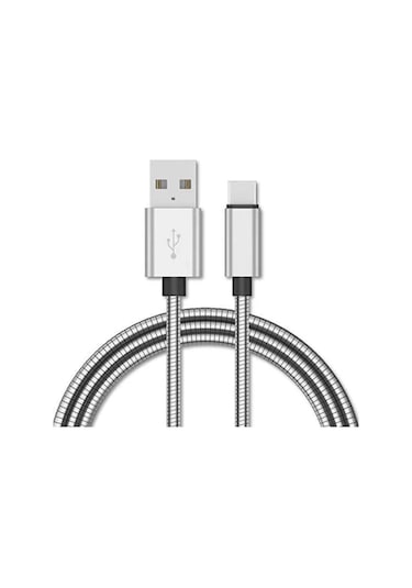 Type-c Usb Metal Şarj Kablosu 1 Metre, Hızlı Şarj Gümüş