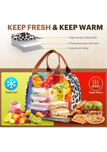 Teltree Büyük Kapasiteli Kaplan Desenli Isı Yalıtımlı Oxford Beşik Çanta - 6-8 Saat Isı/soguk Saklama, Dış Mekan Piknik Ofis Çantası