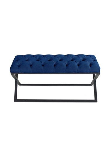 Varcera Mavi Chester Model Kapitoneli Puf&bench&koltuk&oturak&bank&makyaj Puff&yatak Odası Takımı Önü&ucu