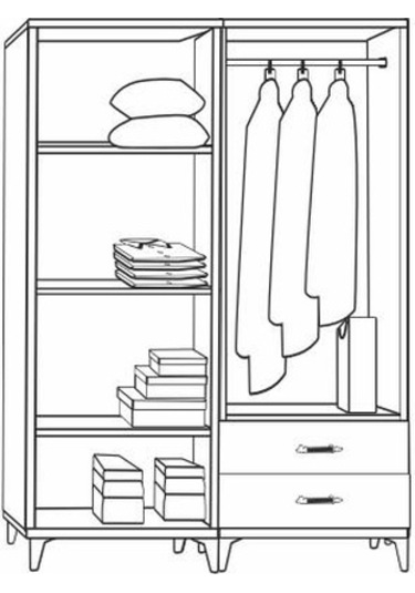 Harika 4 Kapılı Kuleli Aynasız Dolap Beyaz