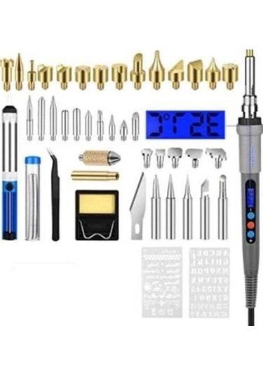 Ganzhoushop Yakma Tak Sanatları Pyrography Lcd Kiti Kiti Kalem Havya, Gravür El Dijital Araçları, Araç Ahşap Adet Ab 60w 45 Yh