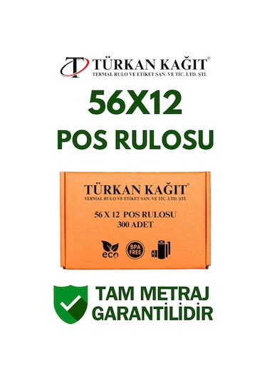 56x12 Termal Rulo - Yazarkasa Pos Rulosu 30 Paket 300 Adet
