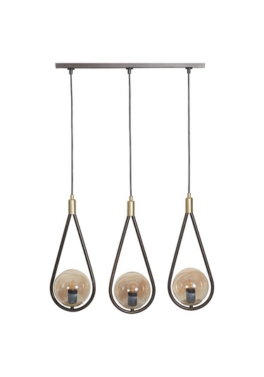 Luzarana Siena 3 Lü Sarı-Eskitme Metal Gövde Bal Rengi Camlı Tasarım... Çok Renkli