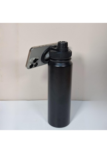 Paslanmaz Çelik Termos 780 Ml-manyetik Telefon Tutuculu Siyah