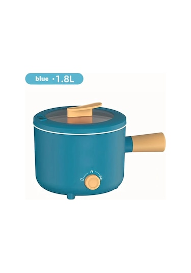 Honeybeeshop Mavi Taşınabilir Elektrikli Yapışmaz Tencere Kapaklı Hafif Kullanışlı Çok Fonksiyonlu Pişirme Tenceresi