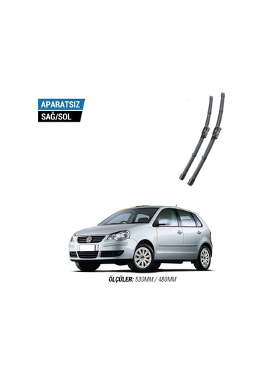 Volkswagen Polo 2005-2008 2'li Ön Cam Sileceği Sağ Sol Silecek Takımı Muz Silecek