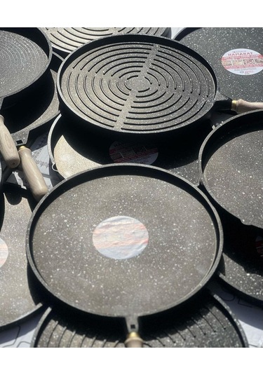 Çift Taraflı Granit Döküm Bazlama Gözleme Izgara Tava Sapı Çıkabilir Fırında Izgara Börek Tepsisi