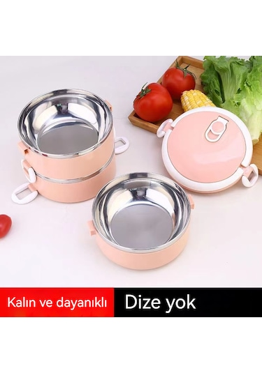 3 Parçalı Öğle Yemeği Kutusu Gıda Termosu Saklama Kabı Termos Kut