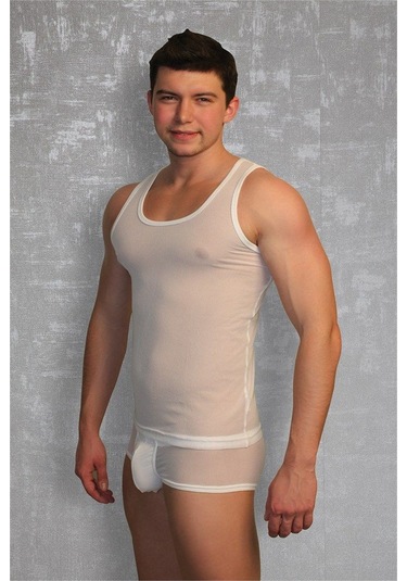 Doreanse Transparan Erkek Atlet 2310 Beyaz