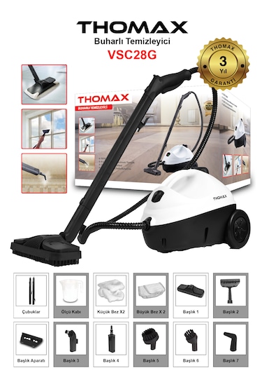 Thomax VSC28G Çok Fonksiyonlu 1500 W Buharlı Temizlik Makinesi
