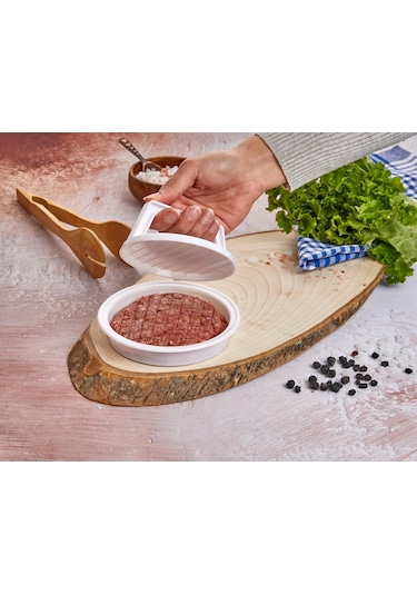 Hamburger ve Köfte Kalıbı Köfte Presi Şekillendirici Burger Press Pratik Köfte Yapma Aparatı Beyaz