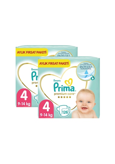 Prima Bebek Bezi Premium Care 4 Beden 2 Aylık Fırsat Paketi 252 Adet 2'li