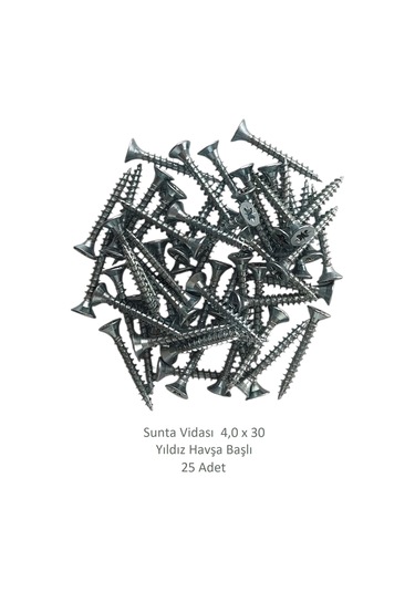 Sunta Vidası, 4,0 X 30 Mm, 25 Adet, Yhb Vida 4 x 30