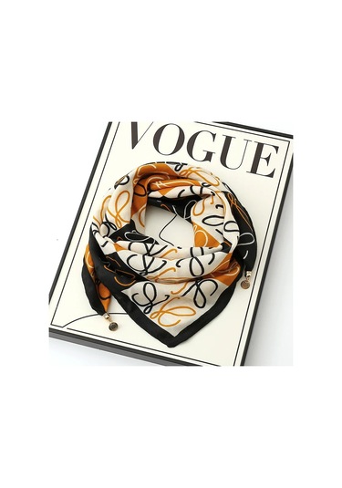 Prosperlink Lüks Manyetik Toka Çizgili İpek Eşarp - Kadın Bahar/sonbahar Moda Boyun Sarar Aksesuarone Sizekadın Multi