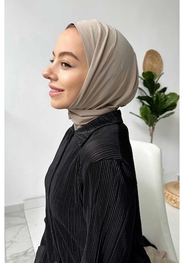 Kahijab Çıtçıtlı Bone - Vizon - Standart Vizon