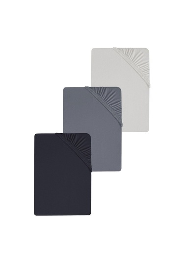 3 Adet Düz Pamuklu Tek Kişilik 80 X 200 + 30 Cm Lastikli Penye Çarşaf Siyah-antrasit