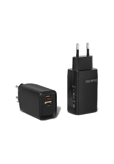 Piili 65 W PD - Q3.0 USB Şarj Adaptörü - Siyah