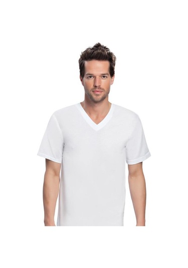 Nbb 707 Erkek Kısa Kollu V Yaka Atlet Beyaz