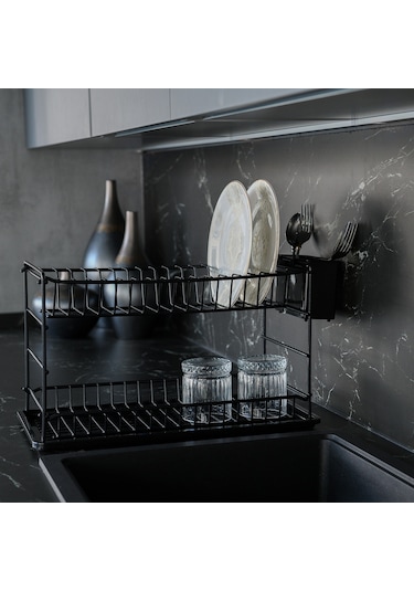 Zensan İki Katlı Modüler Tabaklık Pe Kaplama 50 CM Siyah