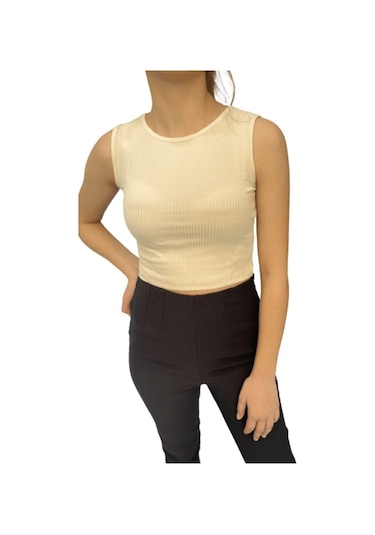 Barrels And Oil Kadın Kaşkorse Kolsuz Crop Body-Taş (526847181)