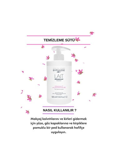 Byphasse Makyaj Temizleme Sütü Pratik Pompalı Ambalaj Tüm Cilt Tipleri 500 ML