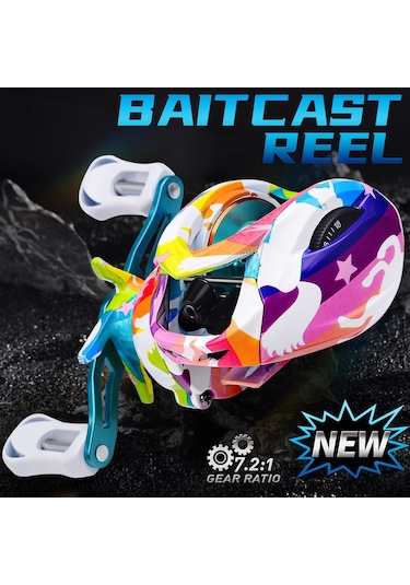 Qingmipy Proberos P2 Sol El Metal Spinning Reel: 7.2:1 Hız Oranı, 5+1bb Rulman, 8kg Dayanak Gücü, Renkli Boya Desenli, 18 Seviye Manyetik Fren Sistemi