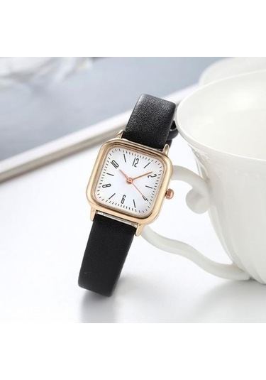 Bosphorusboutique02 Yeşil Kadın Saat, Kare Kadran, Ayarlanabilir Suni Deri Kayış, Zarif Minimalist, Hediye Moda Takı, Günlük Kullanım, Yüksek Doğruluk Metal Elbise Bilek Saati Çok Renkli